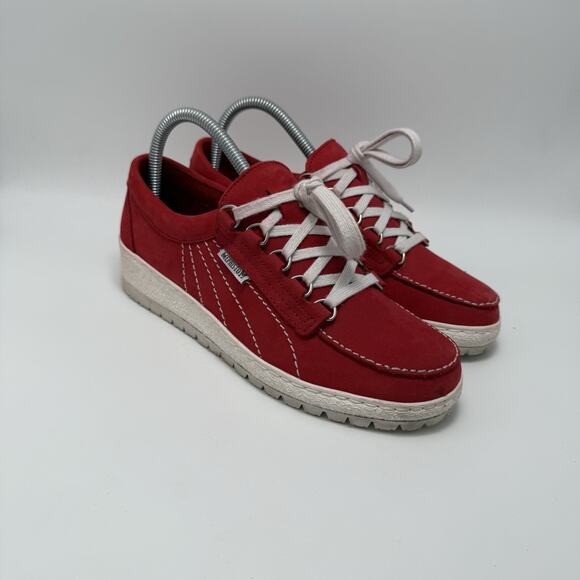 Mephisto Women's Size 8 Original Lady Maya 848 White Red Suede Wedge - Picture 1 of 9